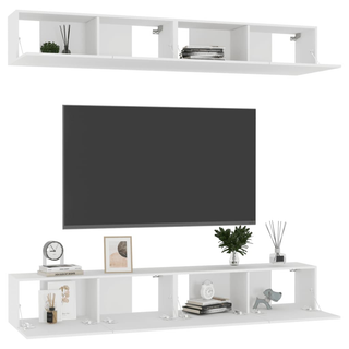 TV Cabinets 4 pcs White 100x30x30 cm Engineered Wood - Giant Lobelia