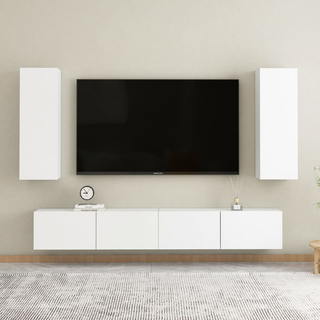 4 Piece TV Cabinet Set White Engineered Wood - Giant Lobelia