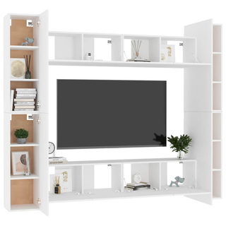 8 Piece TV Cabinet Set White Engineered Wood - Giant Lobelia