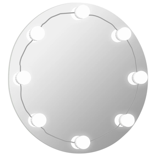 vidaXL Wall Mirror with LED Lights Round Glass - Giant Lobelia