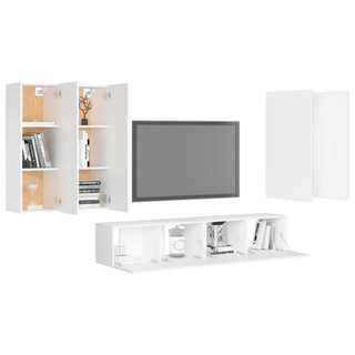 vidaXL 6 Piece TV Cabinet Set White Engineered Wood - GIANT LOBELIA