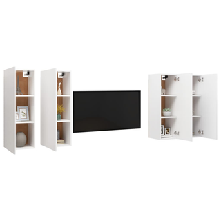 TV Cabinets 4 pcs White 30.5x30x90 cm Engineered Wood - Giant Lobelia