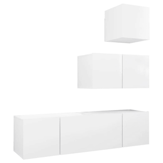 vidaXL 4 Piece TV Cabinet Set White Engineered Wood - GIANT LOBELIA