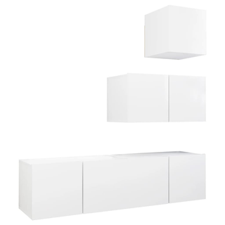 4 Piece TV Cabinet Set White Engineered Wood - Giant Lobelia