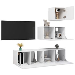 vidaXL 4 Piece TV Cabinet Set White Engineered Wood - GIANT LOBELIA