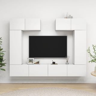 6 Piece TV Cabinet Set White Engineered Wood - Giant Lobelia