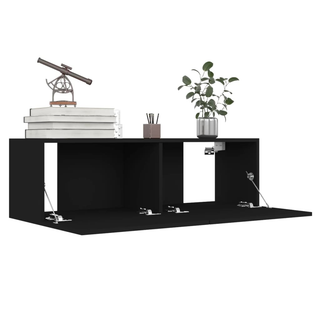 8 Piece TV Cabinet Set Black Engineered Wood - Giant Lobelia