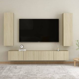 4 Piece TV Cabinet Set Sonoma Oak Engineered Wood - Giant Lobelia