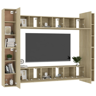 10 Piece TV Cabinet Set Sonoma Oak Engineered Wood - Giant Lobelia