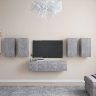 6 Piece TV Cabinet Set Concrete Grey - Giant Lobelia