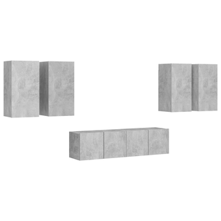 6 Piece TV Cabinet Set Concrete Grey - Giant Lobelia