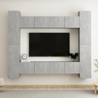 8 Piece TV Cabinet Grey Engineered Wood - Giant Lobelia