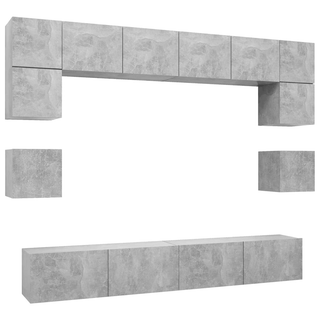 vidaXL 8 Piece TV Cabinet Set Concrete Grey Engineered Wood - GIANT LOBELIA