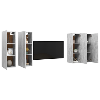 TV Cabinets 4 pcs Concrete Grey 30.5x30x90 cm Engineered Wood - Giant Lobelia