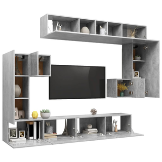 8 Piece TV Cabinet Set Concrete Grey - Giant Lobelia