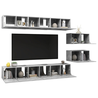 TV Cabinets 8 pcs Concrete Grey Engineered Wood - Giant Lobelia