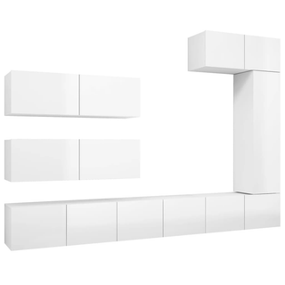 7 Piece TV Cabinet Set High Gloss White Engineered Wood - Giant Lobelia