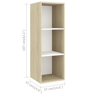 vidaXL 3 Piece TV Cabinet Set White and Sonoma Oak Engineered Wood - GIANT LOBELIA