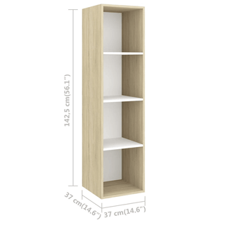 vidaXL 3 Piece TV Cabinet Set White and Sonoma Oak Engineered Wood - GIANT LOBELIA