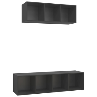 2 Piece TV Cabinet Set Grey Engineered Wood - Giant Lobelia