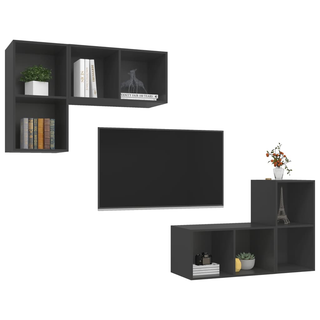 Wall-mounted TV Cabinets 4 pcs Grey Engineered Wood - Giant Lobelia