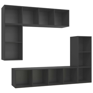 4 Piece TV Cabinet Set Grey Engineered Wood - Giant Lobelia