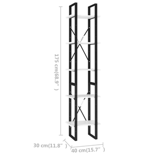 5-Tier Book Cabinet White 40x30x175 cm Engineered Wood - Giant Lobelia