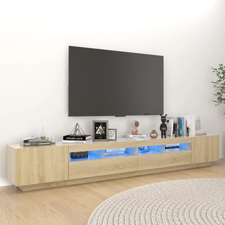 TV Cabinet with LED Lights Sonoma Oak 260x35x40 cm - Giant Lobelia