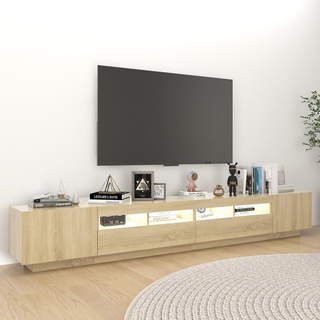 TV Cabinet with LED Lights Sonoma Oak 260x35x40 cm - Giant Lobelia