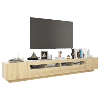 TV Cabinet with LED Lights Sonoma Oak 260x35x40 cm - Giant Lobelia