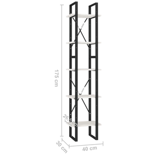 5-Tier Book Cabinet White 40x30x175 cm Pinewood - Giant Lobelia