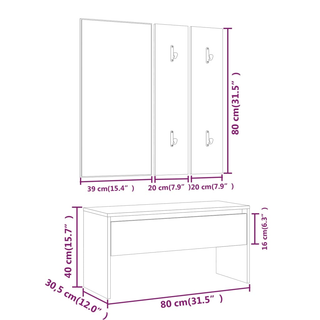 vidaXL Hallway Furniture Set White Engineered Wood - Giant Lobelia