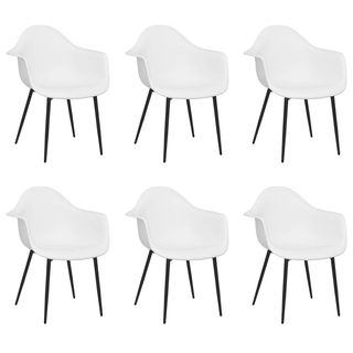 vidaXL Dining Chairs 6 pcs White PP - Giant Lobelia