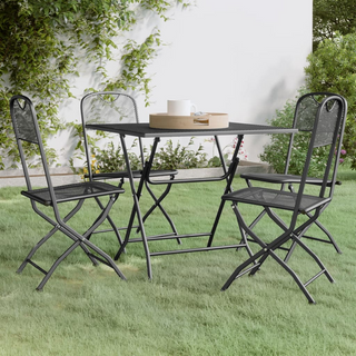 5 Piece Garden Dining Set Expanded Metal Mesh Anthracite - Giant Lobelia