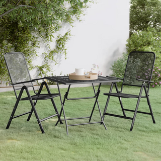 3 Piece Garden Dining Set Expanded Metal Mesh Anthracite - Giant Lobelia