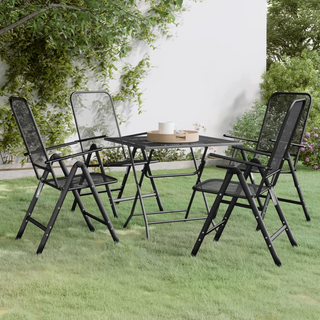 5 Piece Garden Dining Set Expanded Metal Mesh Anthracite - Giant Lobelia