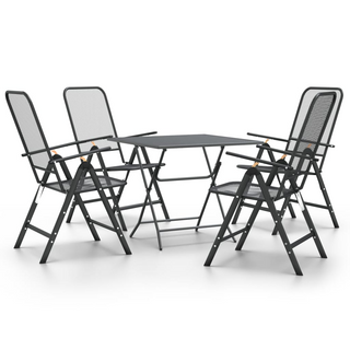 5 Piece Garden Dining Set Expanded Metal Mesh Anthracite - Giant Lobelia