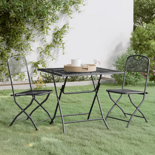 3 Piece Garden Dining Set Expanded Metal Mesh Anthracite - Giant Lobelia