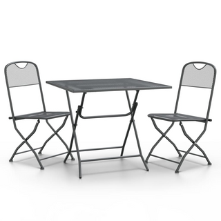 3 Piece Garden Dining Set Expanded Metal Mesh Anthracite - Giant Lobelia