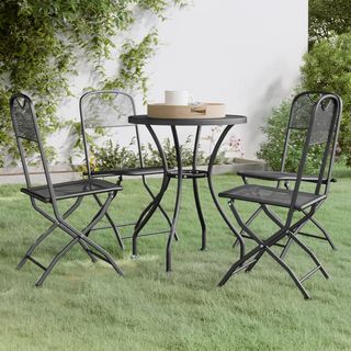 5 Piece Garden Dining Set Expanded Metal Mesh Anthracite - Giant Lobelia