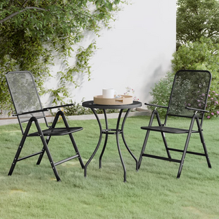 3 Piece Garden Dining Set Expanded Metal Mesh Anthracite - Giant Lobelia