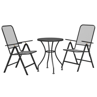 3 Piece Garden Dining Set Expanded Metal Mesh Anthracite - Giant Lobelia