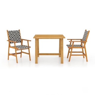 3 Piece Garden Dining Set Solid Acacia Wood - Giant Lobelia