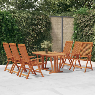 7 Piece Garden Dining Set Solid Wood Eucalyptus - Giant Lobelia