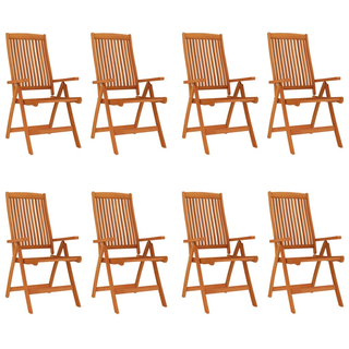 Folding Garden Chairs 8 pcs Solid Wood Eucalyptus - Giant Lobelia