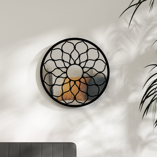 vidaXL Mirror Black 60x3 cm Iron Round for Indoor Use - Giant Lobelia