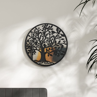 vidaXL Mirror Black 60x2.5 cm Iron Round for Indoor Use - Giant Lobelia