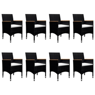 9 Piece Garden Dining Set Poly Rattan and Tempered Glass Black - Giant Lobelia