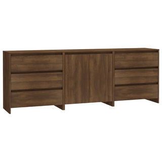 3 Piece Sideboard Brown Oak Engineered Wood - Giant Lobelia