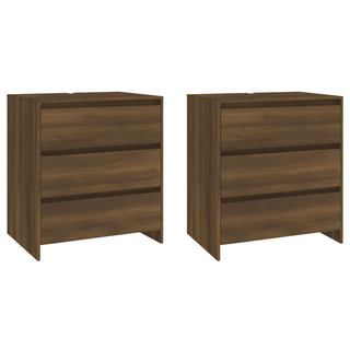 3 Piece Sideboard Brown Oak Engineered Wood - Giant Lobelia